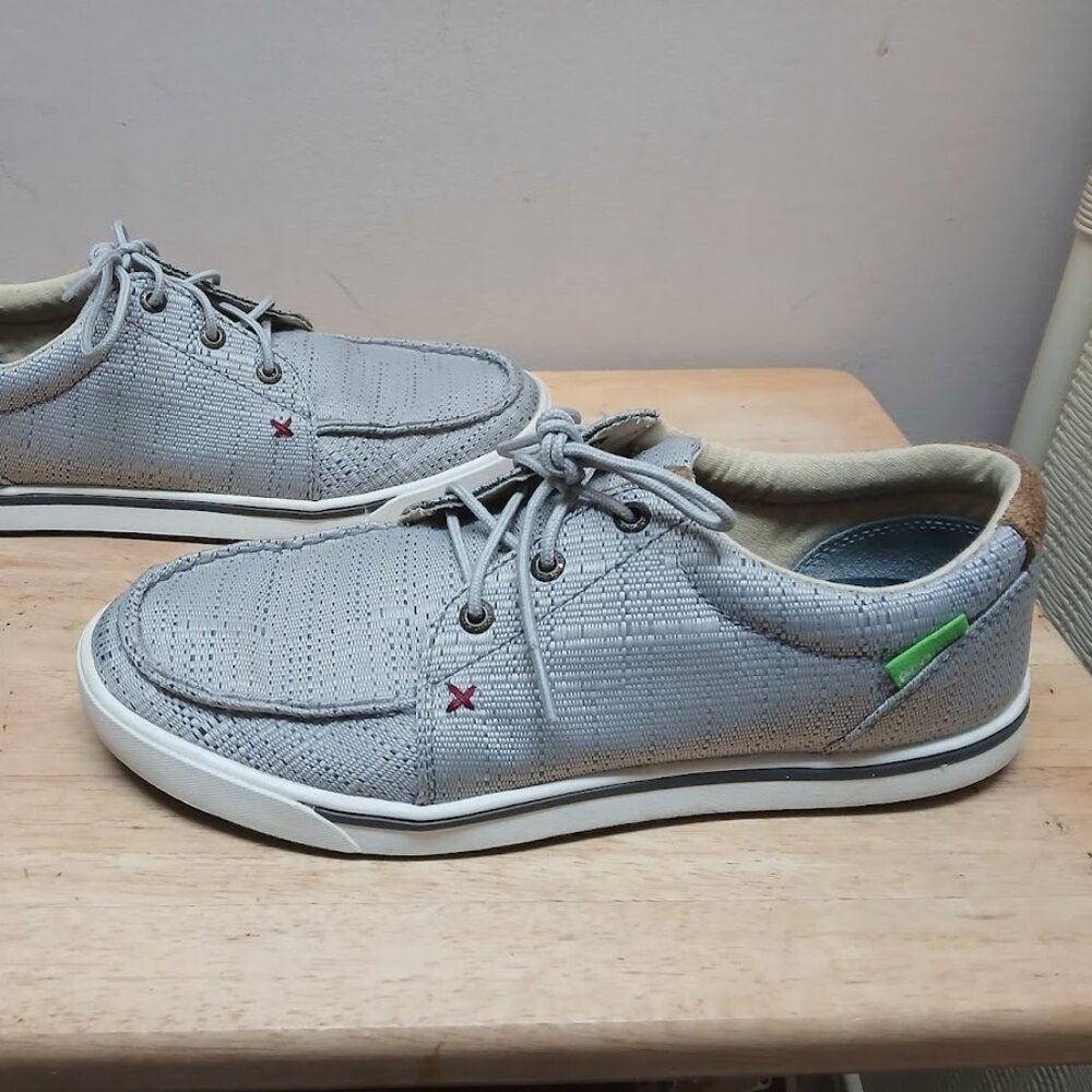 Twisted X Hooey Mens Ecotwx Shoes Gray Brown Size 10 M Casual Work Boat MHYC009